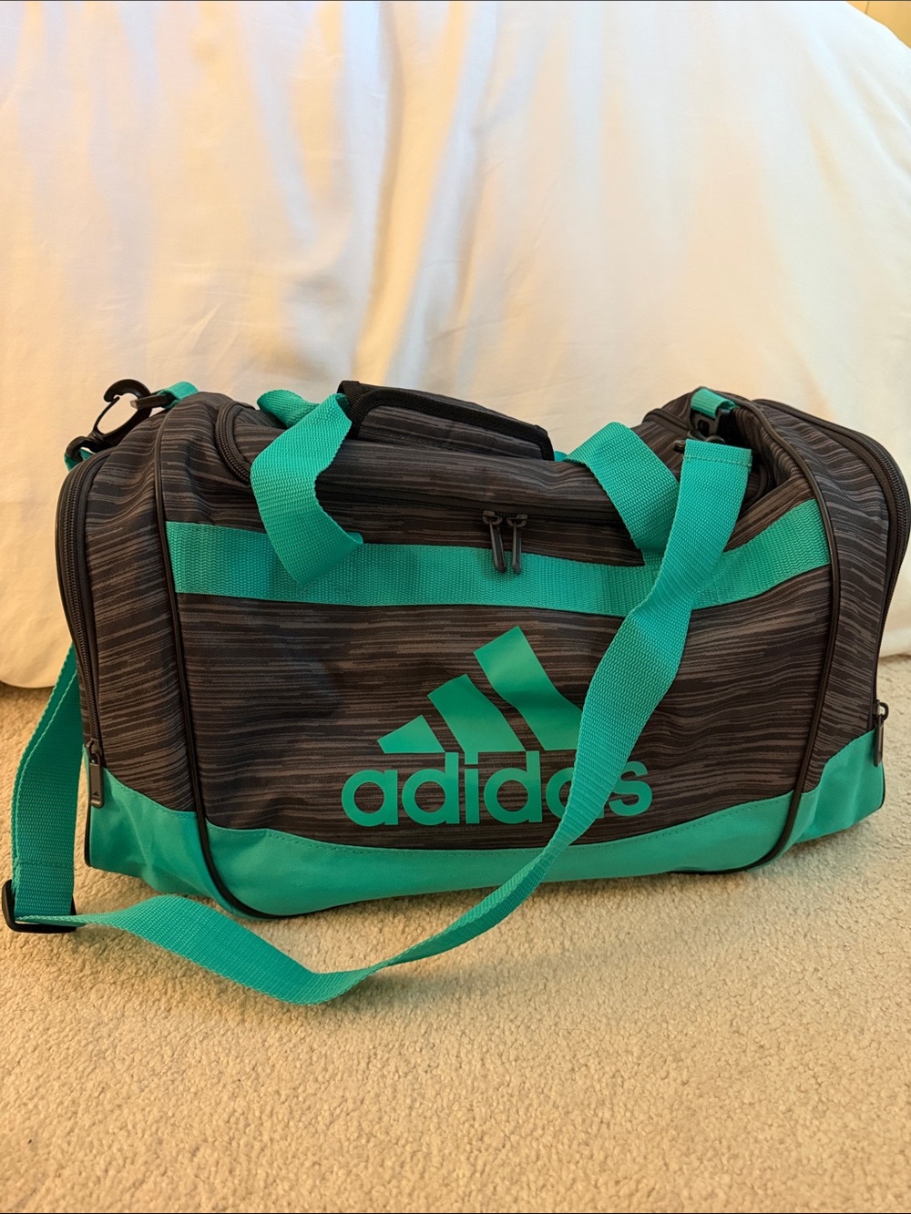 adidas Black and Teal Duffel Bag